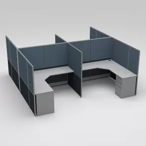 4-Person L-Shaped Cubicle Workstations SAPslim Cubicle System Sapphire Cubicle System
