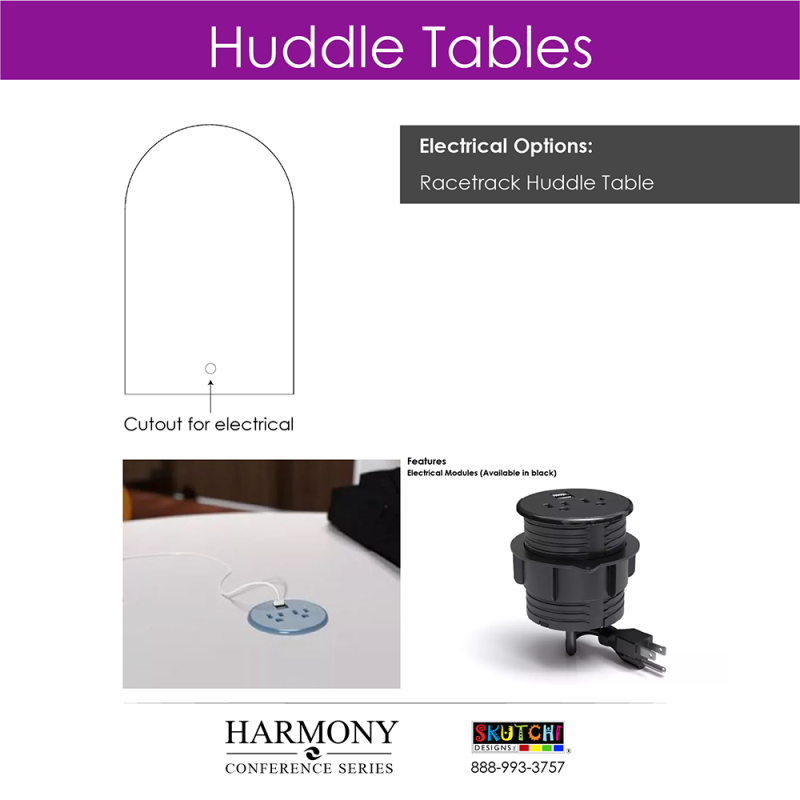 Racetrack Shaped Huddle Table Electric Placement