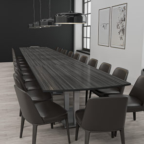 22-Foot Arc Rectangle Conference Table Double Bases