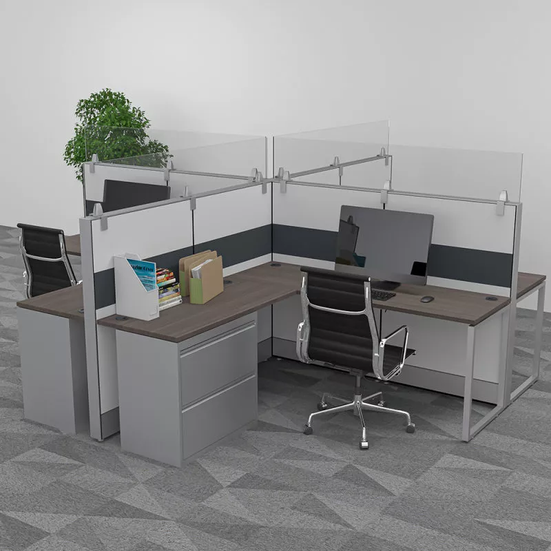 Render of 4-Person Cubicles with Acrylic Screens