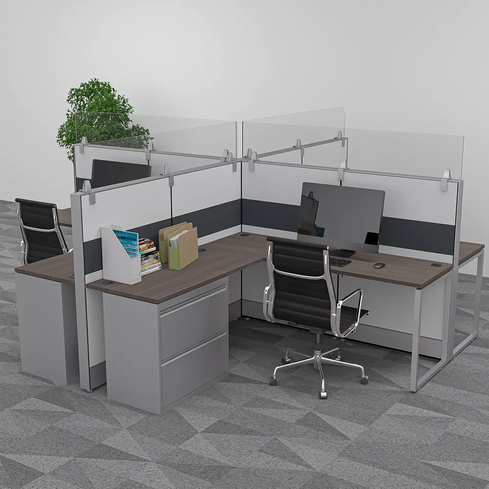 4-Person L Shaped Sapphire Cubicle System