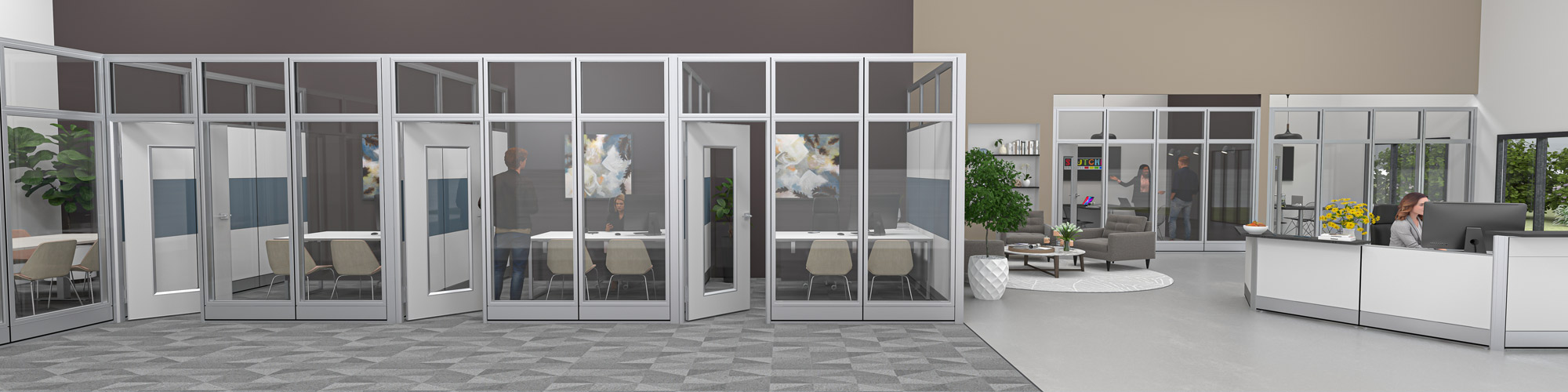 Cubicle Walls with Glass and Doors