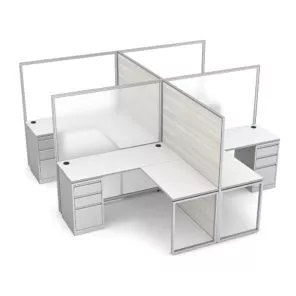 SAP Slim 4-person cubicle with storage