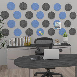 eSCAPE Acoustic Wall Tiles 12" Circles Scene Render Blue Black