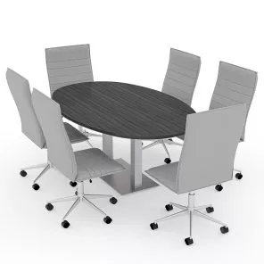 6 Person Boval Conference Table And Chairs Set