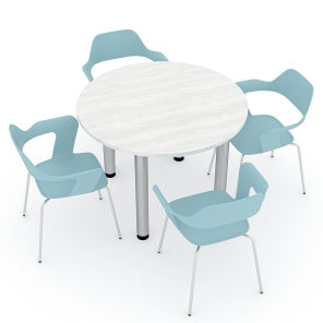 4 PErson COnference Room Table And Stackable Chairs Bundle