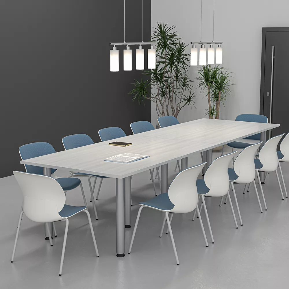 12' Rectangular Conference Table With Post Legs