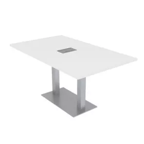3x5 Rectangular Conference Table Double Base Power And Data White