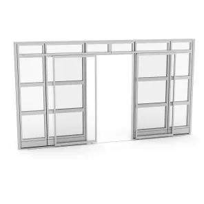8'H Glass Partition Wall With Sliding Door