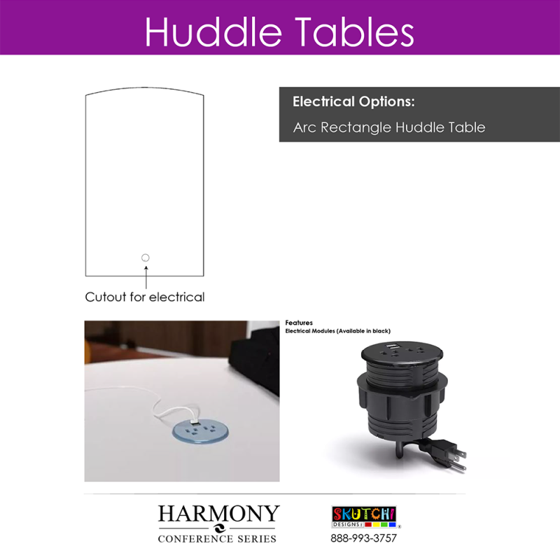 Arc Rectangle Huddle Table Electric Placement
