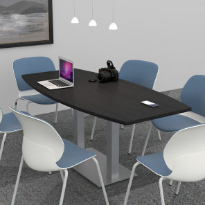 3x6 Boat Shaped Conference Table Scene Render