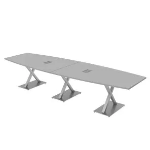 4x12 Boat Conference Table Silver X Bases Power And Data Light Gray
