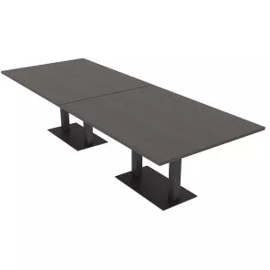Harmony 10' Rectangular Conference Table Matte Black Double Base Black Oak