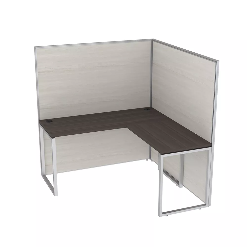L-shaped privacy cubicle