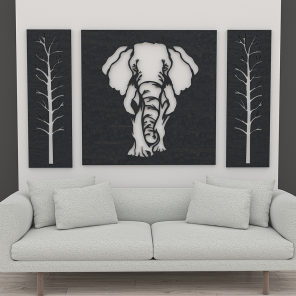 Elephant 3 Piece Acoustic Wall Art