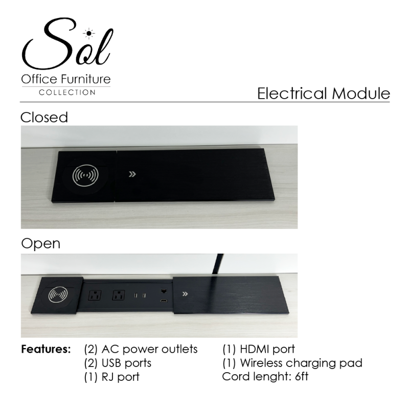 Black Electrical Module for the Sol Office Furniture Collections' Credenza.