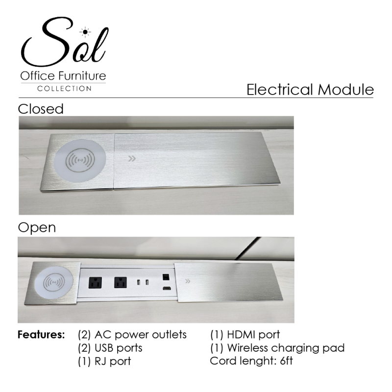 Silver Electrical Module for the Sol Office Furniture Collections' Credenza