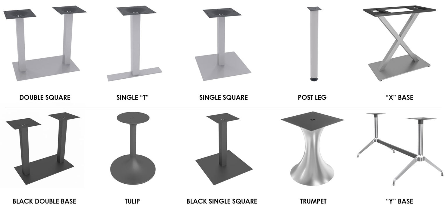 Boardroom tables and conference table bases.