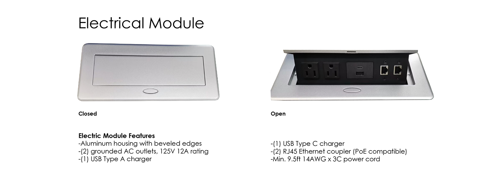 Conference tables and electrical modules for conference tables