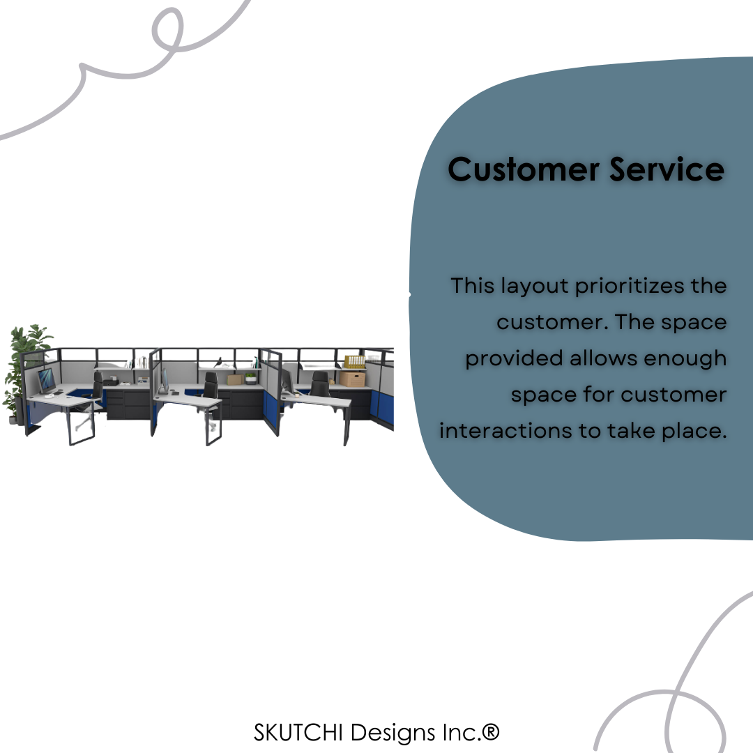 This is a customer service cubicle. One of the different types of cubicle workstations.
