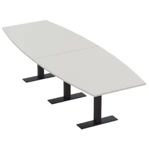 Harmony Boat 10' Conference Table Black T Bases Light Gray