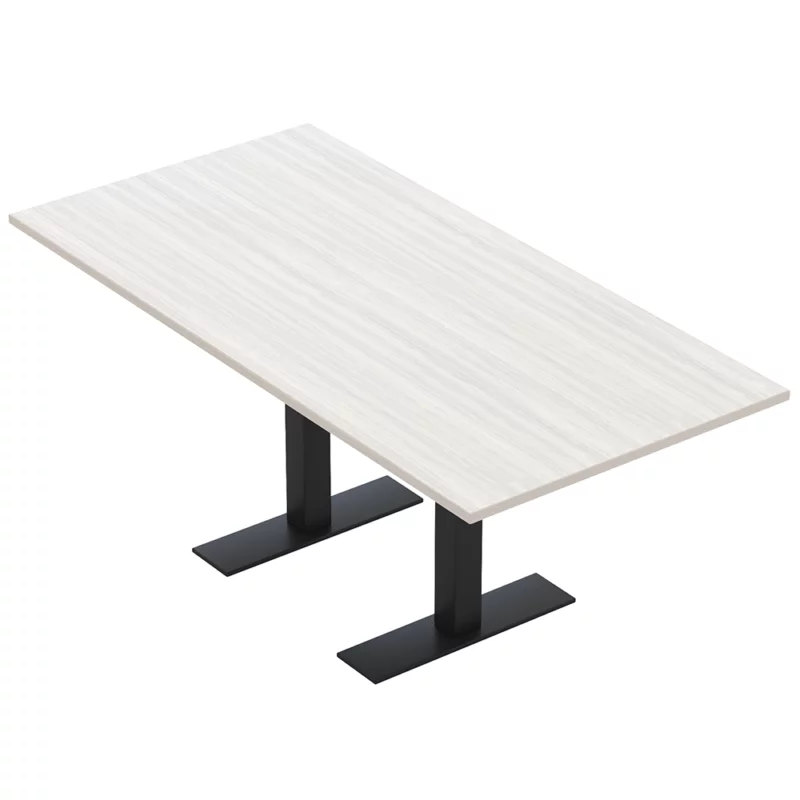 Harmony 3x6 Rectangular Table Black T Bases White Cypress