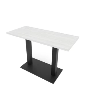 20x45 Rectangular Console Table Matte Black Double Base White Cypress Top