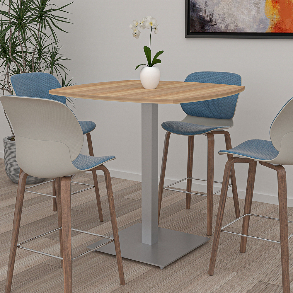 Round Bistro Height Table With Square Metal Base