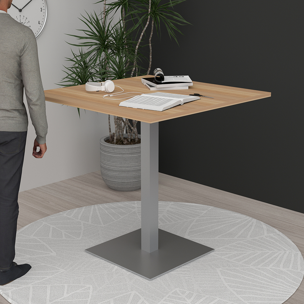 Round Bistro Height Table With Square Metal Base