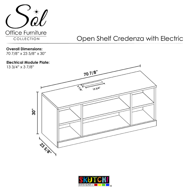 Sol Credenza Open Front Line Drawing