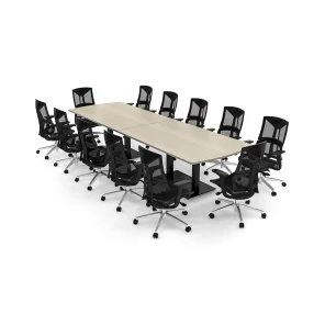 Harmony Series Conference Table And Chairs Bundle 12' Arc Rectangle Table Black Ame Chair