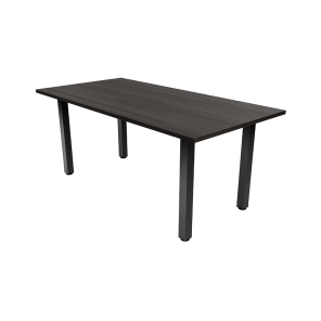 5' Black Oak Laminate Table Top With Metal Sqaure Post Legs