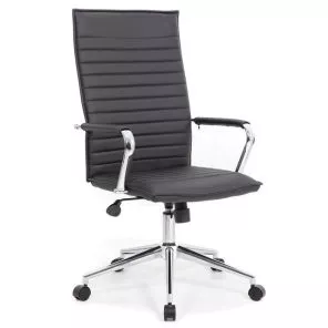 High Back Executive Chair Ribbed Vinyl Black