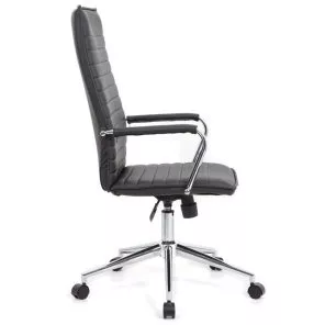 High Back Executive Chair Ribbed Vinyl Black Side