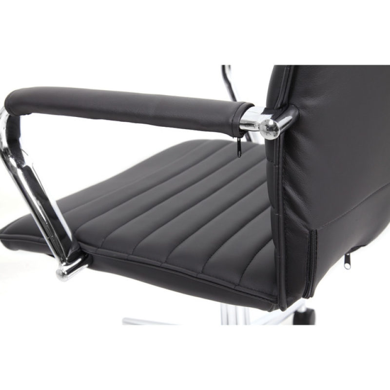 High Back Executive Chair Ribbed Vinyl Black Arm