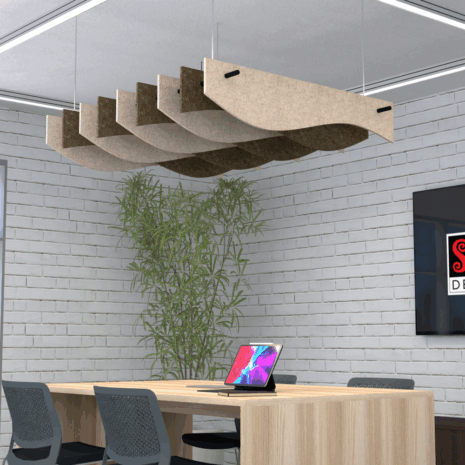 Felt Ceiling Baffles | Alternating Wave Ceiling Panels | 5' L | 18 Colors Available