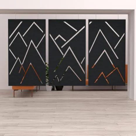 eSCAPE Series Mountain Range Acoustic Art | 3-Piece Suspended Panels | 141"W x 84"H | Available in 15 Colors