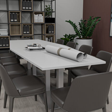10 Foot Hexagon Conference Room Table with Metal Bases | Harmony Conference Series | 10 Person Table