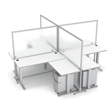 Four Person Freestanding Office Partitions | 5 x 5 x 65"H