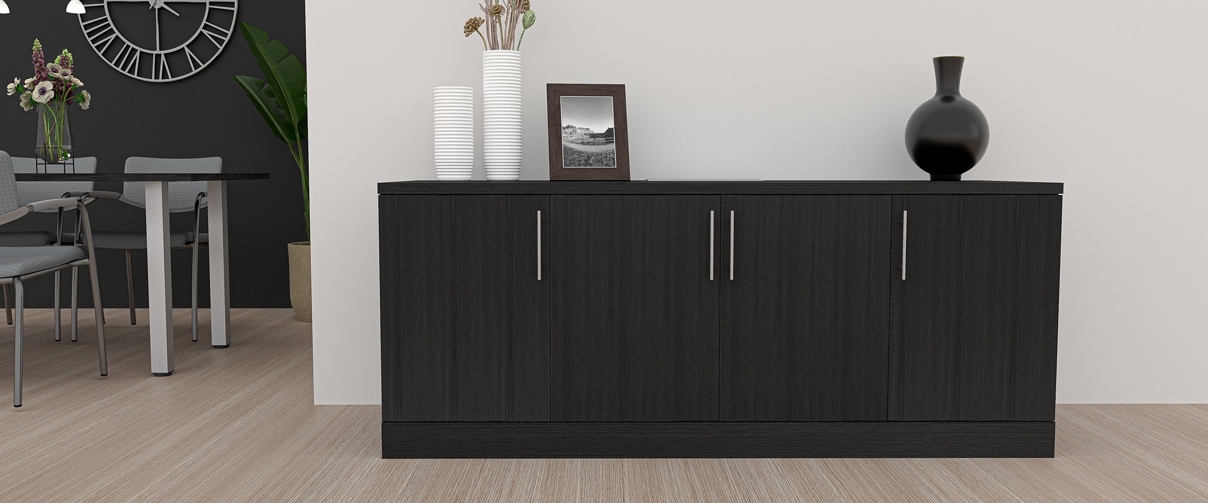 Sol Series Freestanding Credenza w/ Doors|Assembled Storage