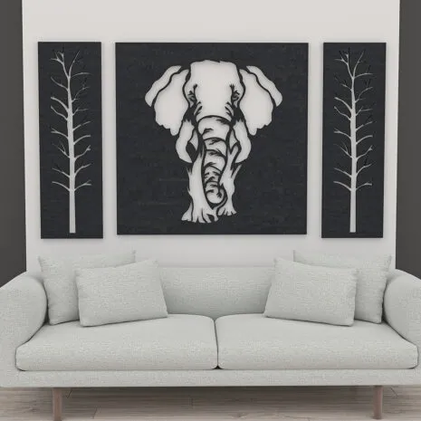eSCAPE Series 3-Piece Elephant Acoustic Wall Art | Raised Design | 77"W X 47"H