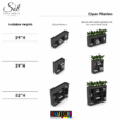Open Storage planters heights graphic