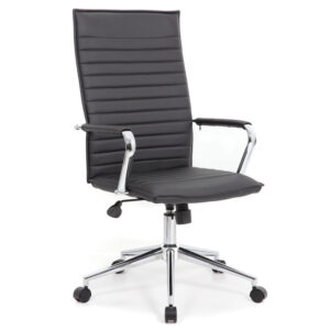 Executive High Back Office Chair | Ribbed Vinyl Executive Chair With Chrome Base