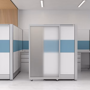 Cubicle Doors | Universal Mounting Bracket | Sliding | Frosted Acrylic & Aluminum Frame | 6 Sizes