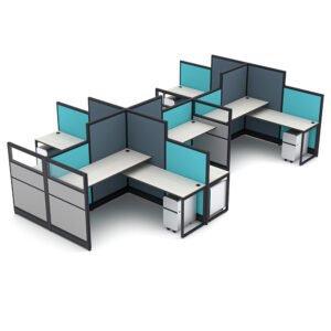Sit or Stand Cubicles | 6-Person | Emerald Cubicle Collection | 6x6x52-65"H
