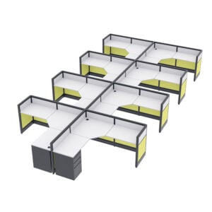 L-Shaped Cubicle Workspaces | 8-Person | Emerald Cubicle Collection | 6x6x39"H
