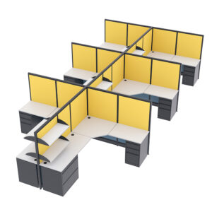 L-Shaped Workspace Cubicles | 6-Person | Emerald Collection | 6x8x65"H