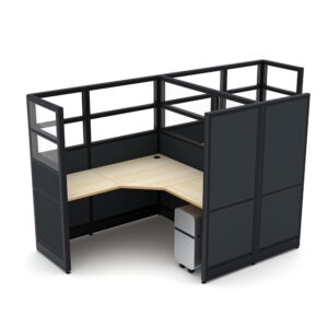 Office Cubicles with Glass | 2-Person | Emerald Cubicle System | 5'x5'x65"H