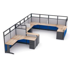 L-Shaped Mangers Cubicle | Emerald Cubicle Collection | 12x18x65"H | Seats 4