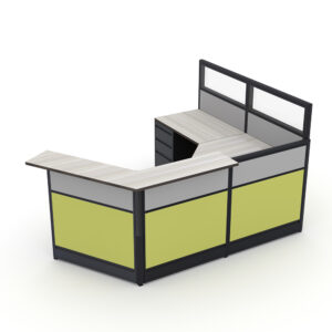 Glass Top Reception Cubicle | Emerald Cubicle Collection | 6x9x52"H-39"H